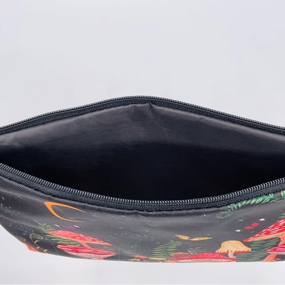 MUSHROOM Bag Zippered Make Up Brush Stash School Pencil Travel Jewelry Black Red